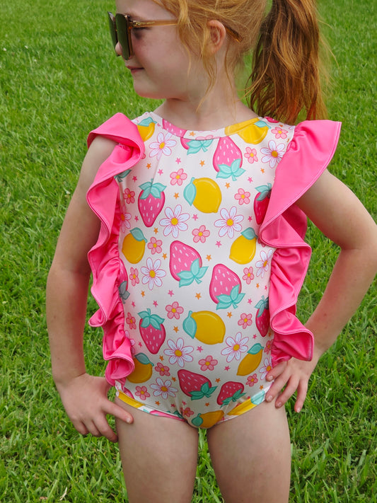 Strawberry Lemonade Ruffle Swim