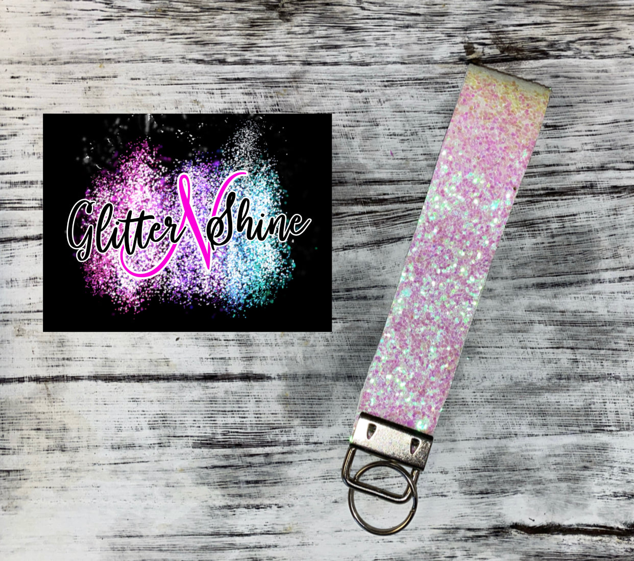 Pink iridescent key fob