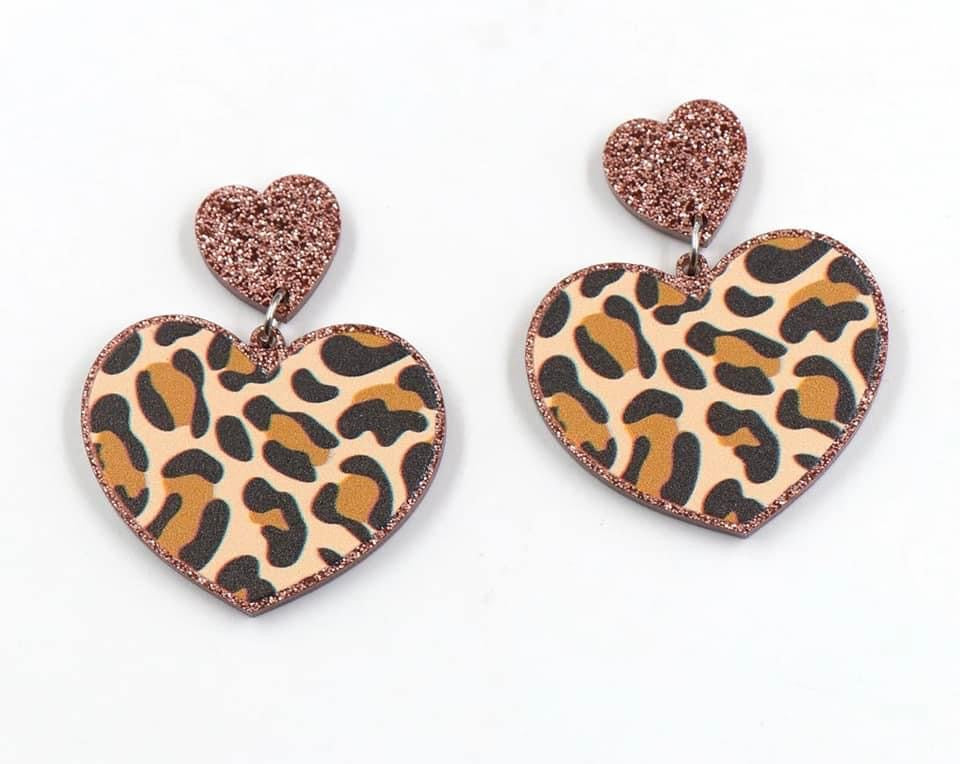 Leopard Heart Dangle